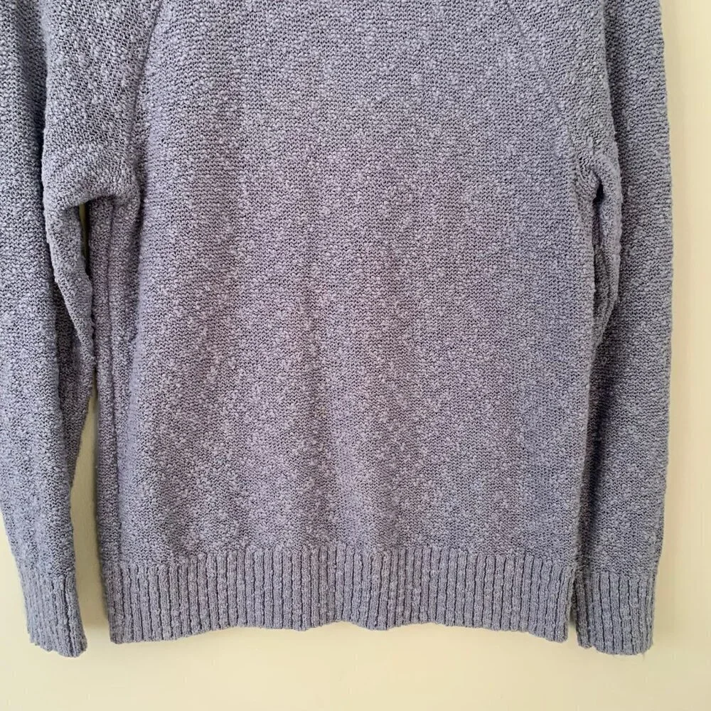 L.L.Bean Textured Bouclé Knit Sweater Women XS Petite Blue Raglan Sleeve‎ Cotton